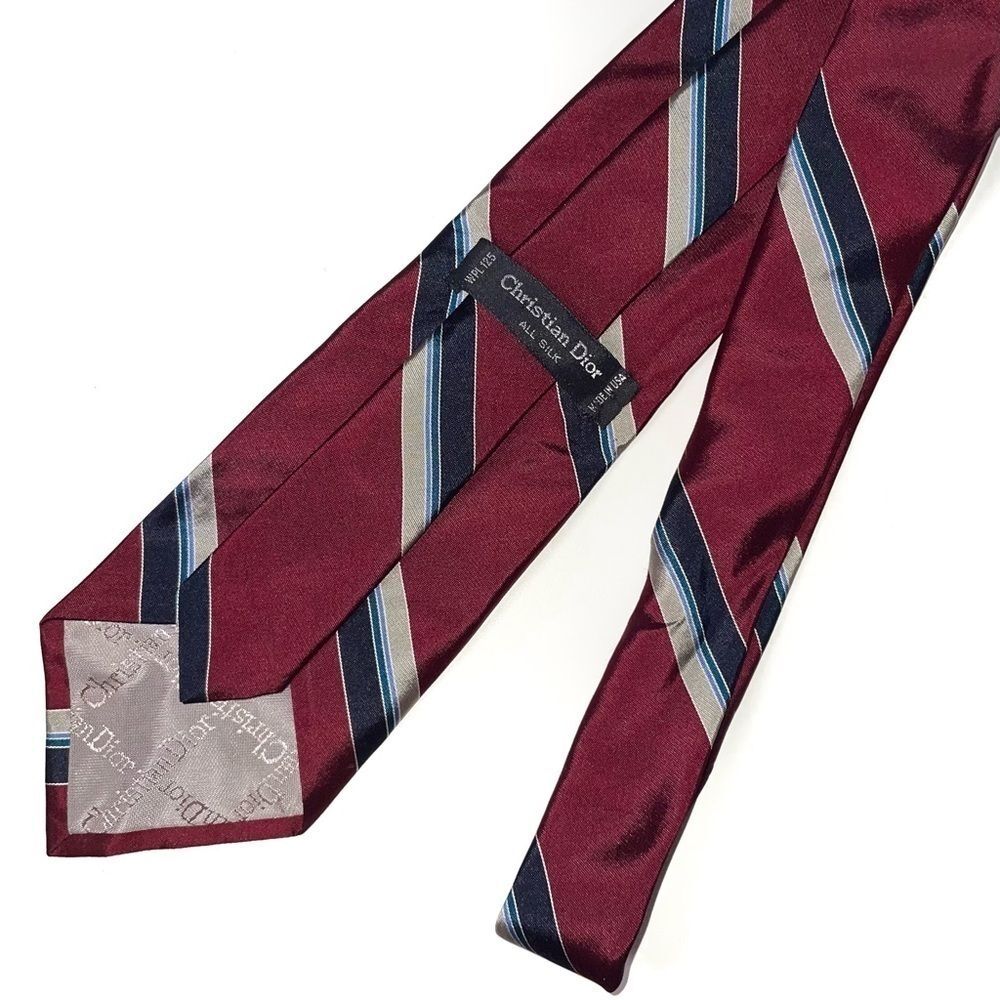 Christian Dior All Silk Red Striped Classic Necktie